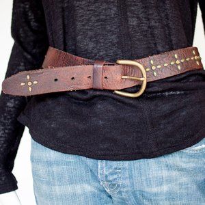 Zadig & Voltaire Handmade Stud Brown Leather Belt
